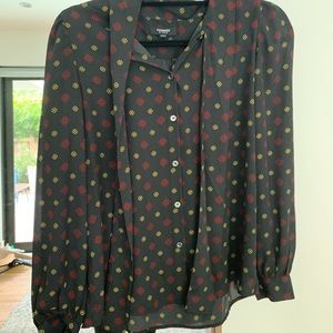 Nordstrom Black blouse with red and yellow design